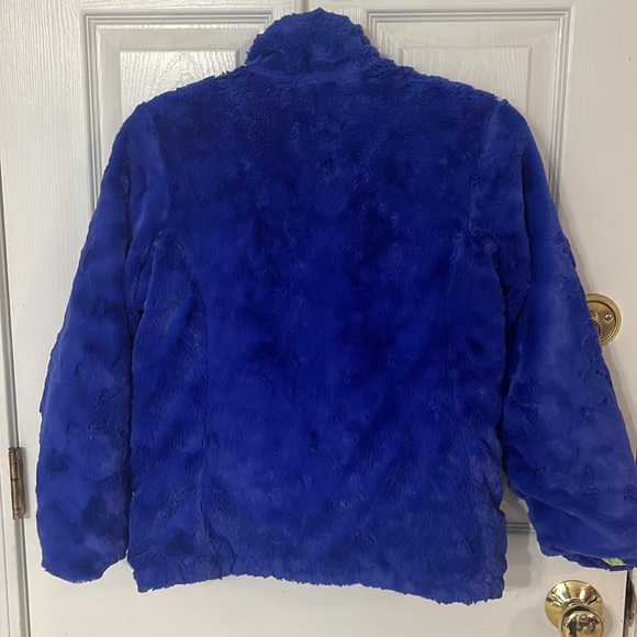 Girls The north face reversible blue splattered jacket - Picture 2 of 14